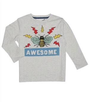 NEW PAPER WINGS kids bee awesome organic tee in light grey marle